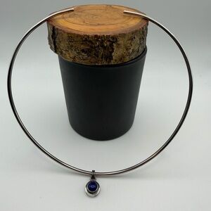 Vintage Sterling Silver Necklace with Blue Lapis Pendant - 15.5g